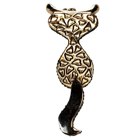 Betsey Johnson Gold Tone Rhinestone Fox Pendant Only No Chain 3" Unsigned - Picture 4 of 5